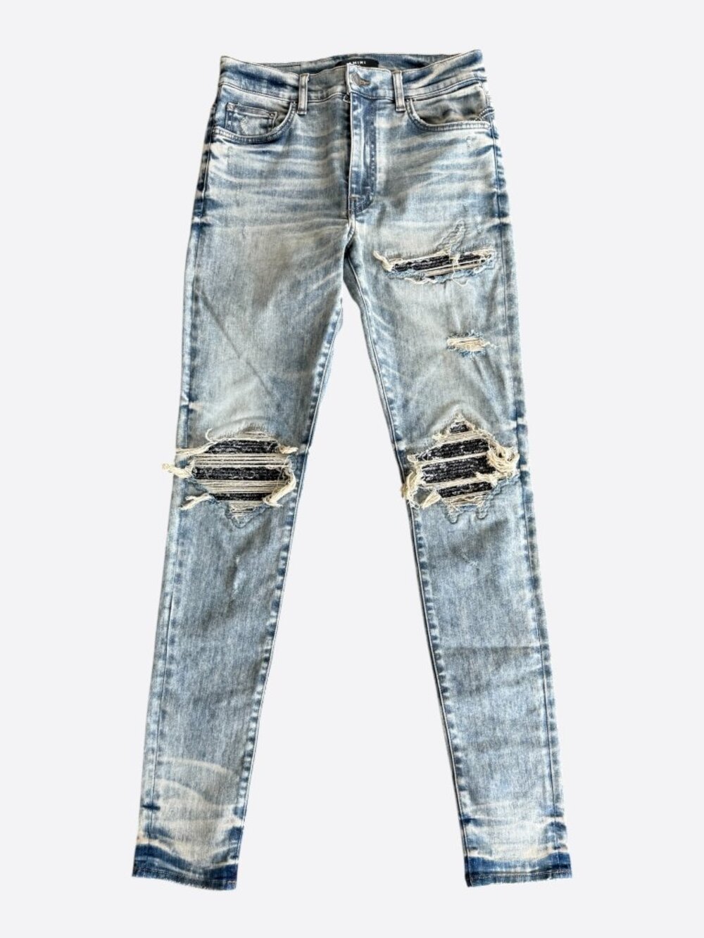Amiri Indigo & Black Bandana Patch MX1 Jeans